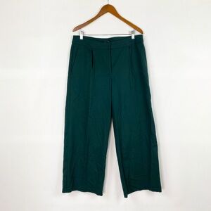 Eileen Fisher Wide Leg High Rise Green Trouser Pants Size XL Work Business